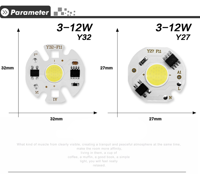 Matriz de lámpara de Chip LED COB Y32 CA 220V 12W 9W 7W 5W 3W para foco reflector sin necesidad de conducir cuentas de bombilla de proyector_voghion.com