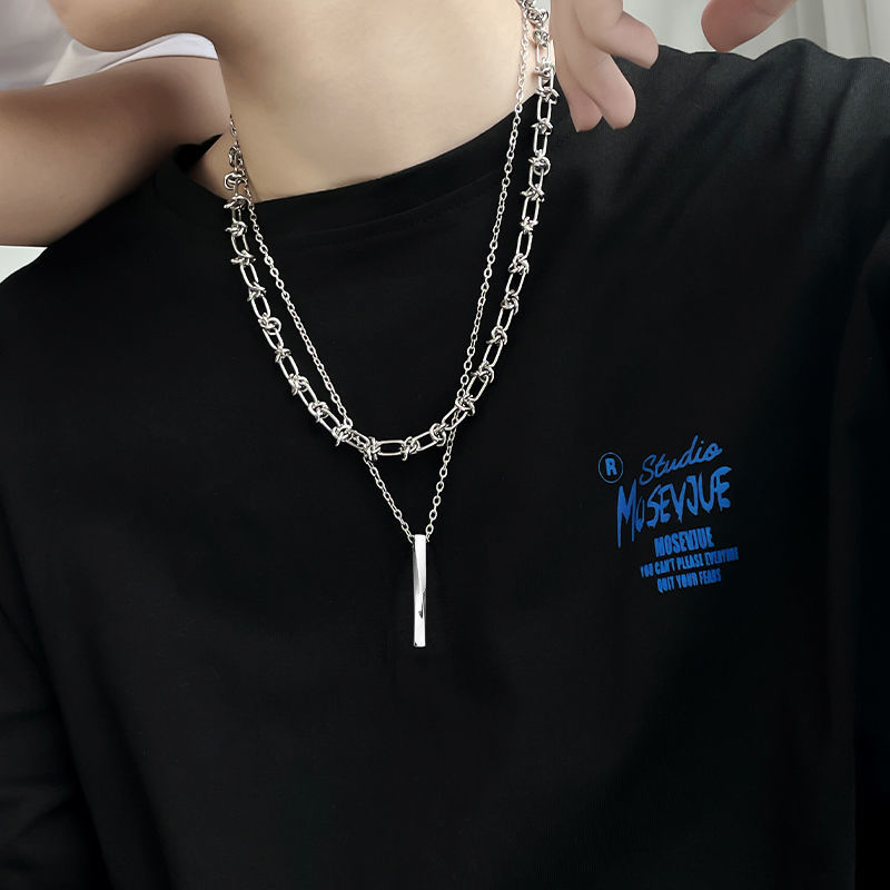 Collana da uomo alla moda hip-hop versatile e semplice multistrato accessori abbinati a vestiti pendenti,_voghion.com