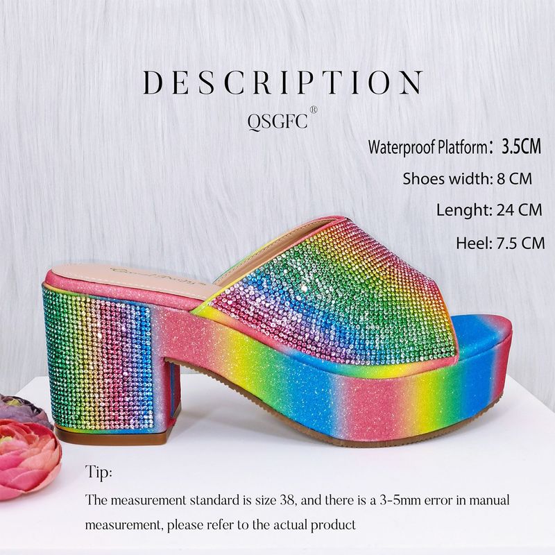 Stylish Party Shoes & Bag Set Bright colored chunky heels for daily commute weddings_voghion.com
