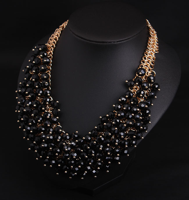 Collana tutta fatta a mano in cristallo di vetro multistrato con clavicola corta per l'industria pesante, moda femminile esagerata gioielli di grande nome_voghion.com