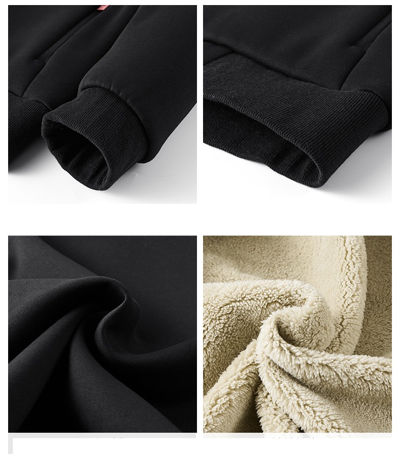 Conjunto de dos piezas para hombre, talla grande, cárdigan de cachemira de invierno, sudadera con capucha, chándal, pantalones de forro polar._voghion.com