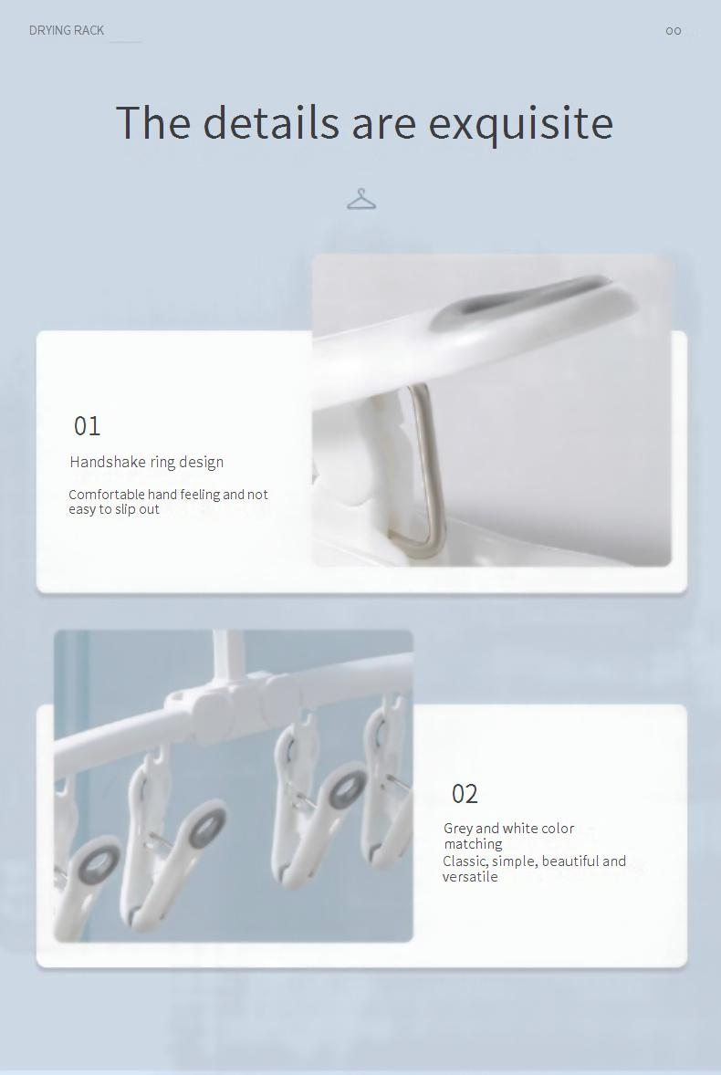 Foldable Clothes Drying Rack With 20 Clips - Space-Saving For Small Apartments (Perfect For Socks Underwear & Delicates) - Multi-Level Hanging Design_voghion.com