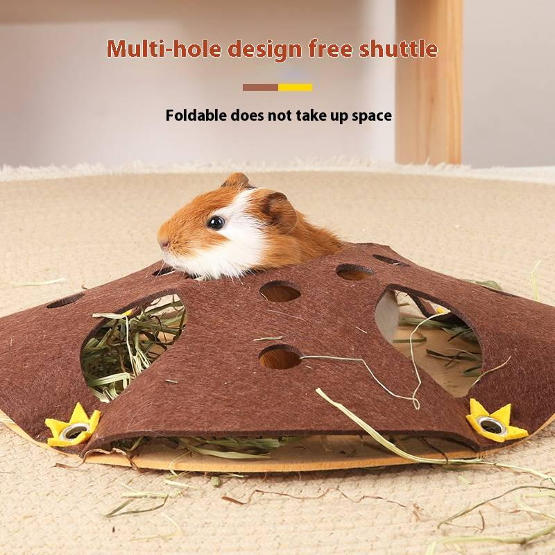 Cama removível para hamster de feltro, ninho para dormir, gaiola, acessórios com túnel, brinquedos para hamster sírio, porquinho-da-índia_voghion.com