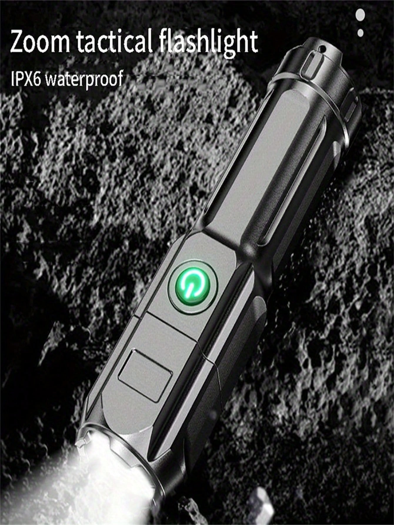1pc Powerful Led Flashlight Flashlight Rechargeable Waterproof Zoomable Fishing Hunting Led Torch For Travel Halloween Christmas Thanksgiving Gift_voghion.com