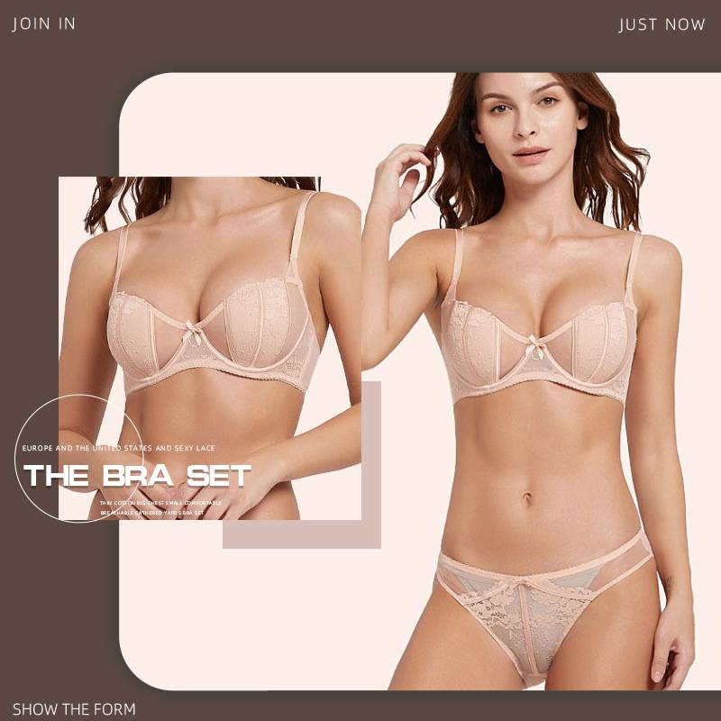 French Style Lingerie Women's Sexy Transparent Hollow Lace Bra Thin Cotton Rabbit Ears Soft Steel Ring Gathered Bra Set_voghion.com