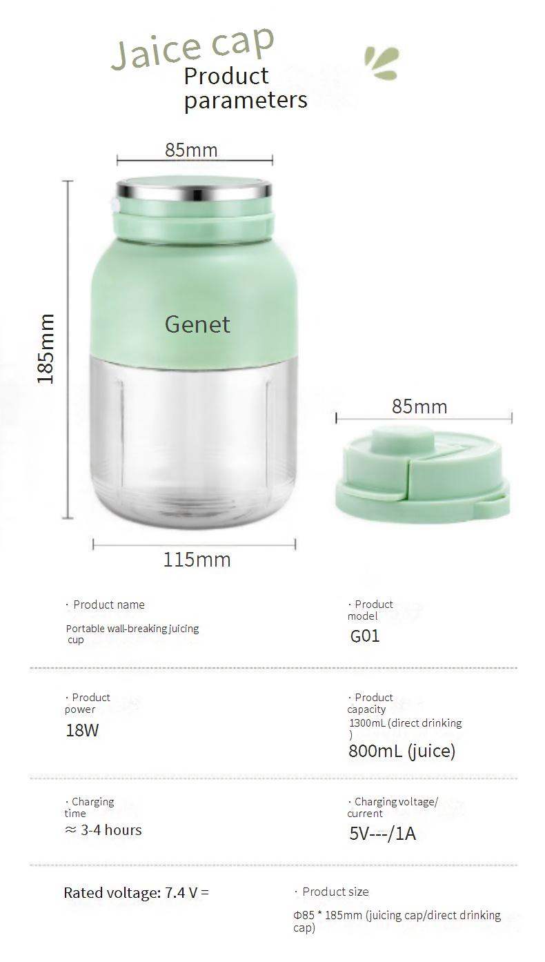 Gemet 500ML Portable Blender Juice Cup With Dual Blades, USB Rechargeable, BPA-Free, For Smoothies & Shakes, Home & Travel Use_voghion.com