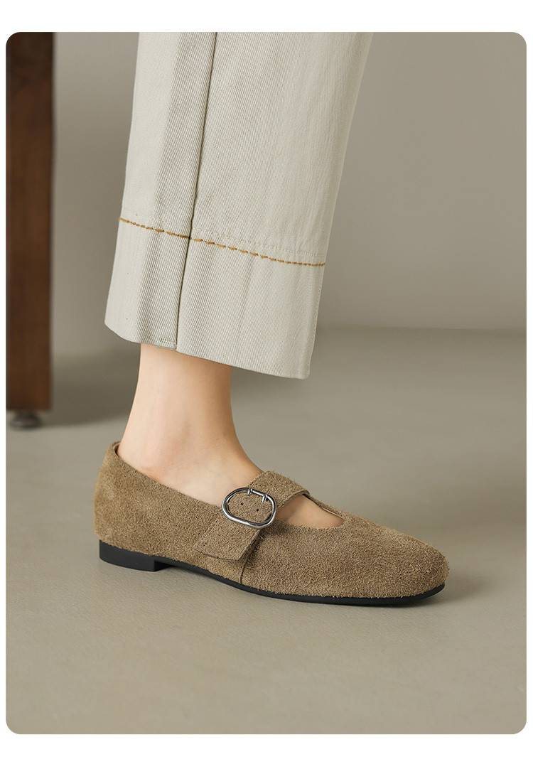 Cameido Women's Loafers Wine Red Brown Suede 1 5cm Round Toe Rubber Sole Casual Shoes_voghion.com