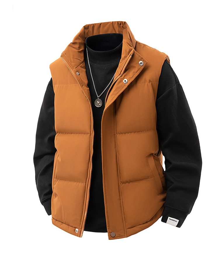 Men's Sleeveless Vest For Winter - Lightweight Warm Layering Piece, Stand Collar, Zipper Front, Casual & Sporty Outerwear (Available In 7 Sizes)_voghion.com