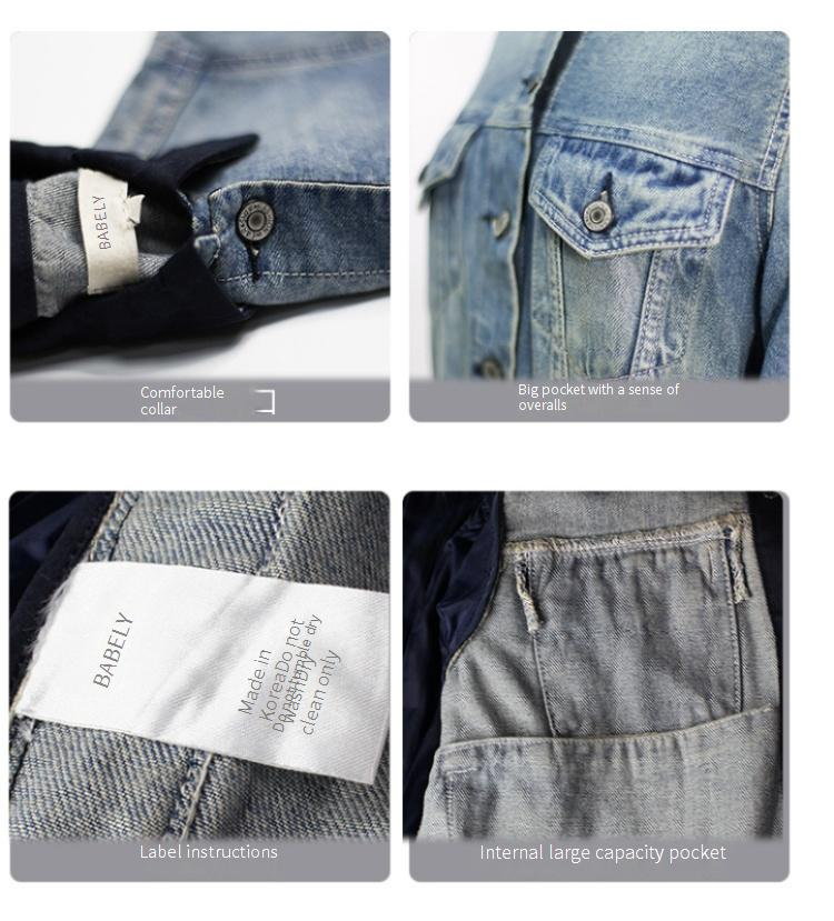 Women's Distressed Denim Jacket - Vintage Blue Oversized Boyfriend Jean Jacket With Raw Hem_voghion.com