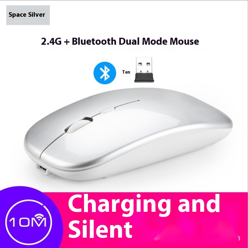 Rechargeable Silent Wireless Mouse – Bluetooth & 2.4G Dual-Mode, 1600DPI, Ergonomic Design For Laptop/PC_voghion.com