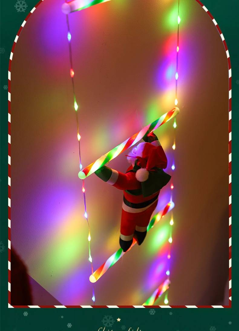 Escalera navideña con luces LED y control remoto: decoración navideña de 6 escalones de Papá Noel para interiores y exteriores._voghion.com