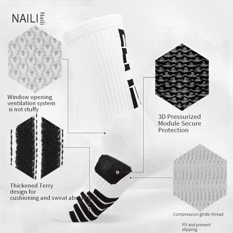 Elite Performance Basketball Socks For Men & Women - Moisture-Wicking, Anti-Slip, Cushioned With Terry Sole - Mid-Calf Athletic Socks For Running_voghion.com