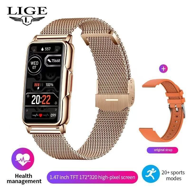LIGE Smart Watch Uomo Bluetooth collegato al telefono Musica Fiess Bracciale sportivo Monitor del sonno Uomo Smartwatch da 1,47 pollici Donna_voghion.com