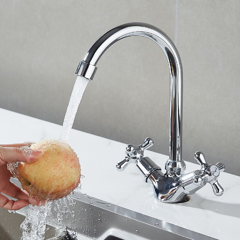 Kitchen Tap With Hot And Cold Swivel Spout For Household Vegetable Washing Basin And Dishwashing Sink_voghion.com