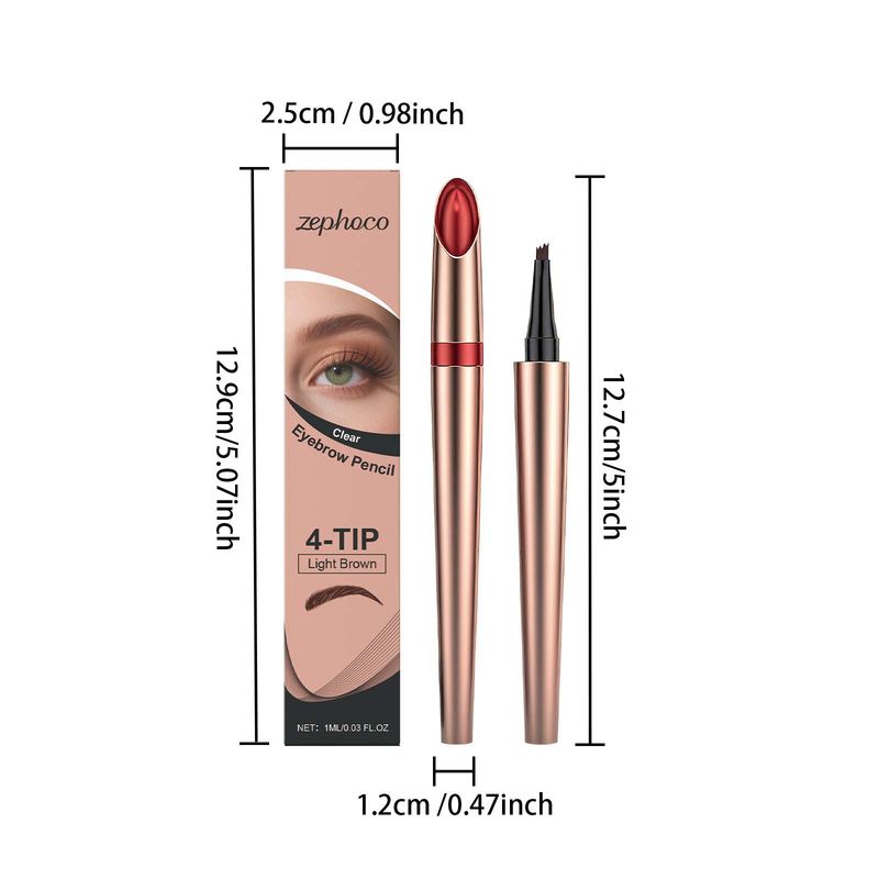 Zephoco Waterproof Four-Prong Eyebrow Pencil Series Daily Long-Lasting Makeup Not To Smudge Multi-Use Easy For Beginners_voghion.com