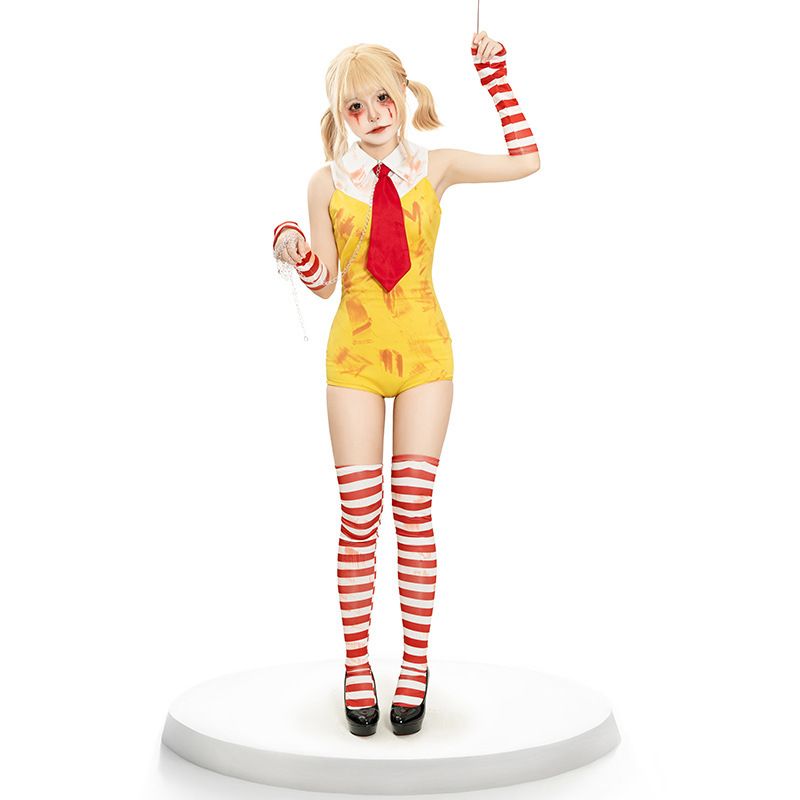 New Halloween yellow ugly girl stage party jumpsuit cosplay costume set_voghion.com