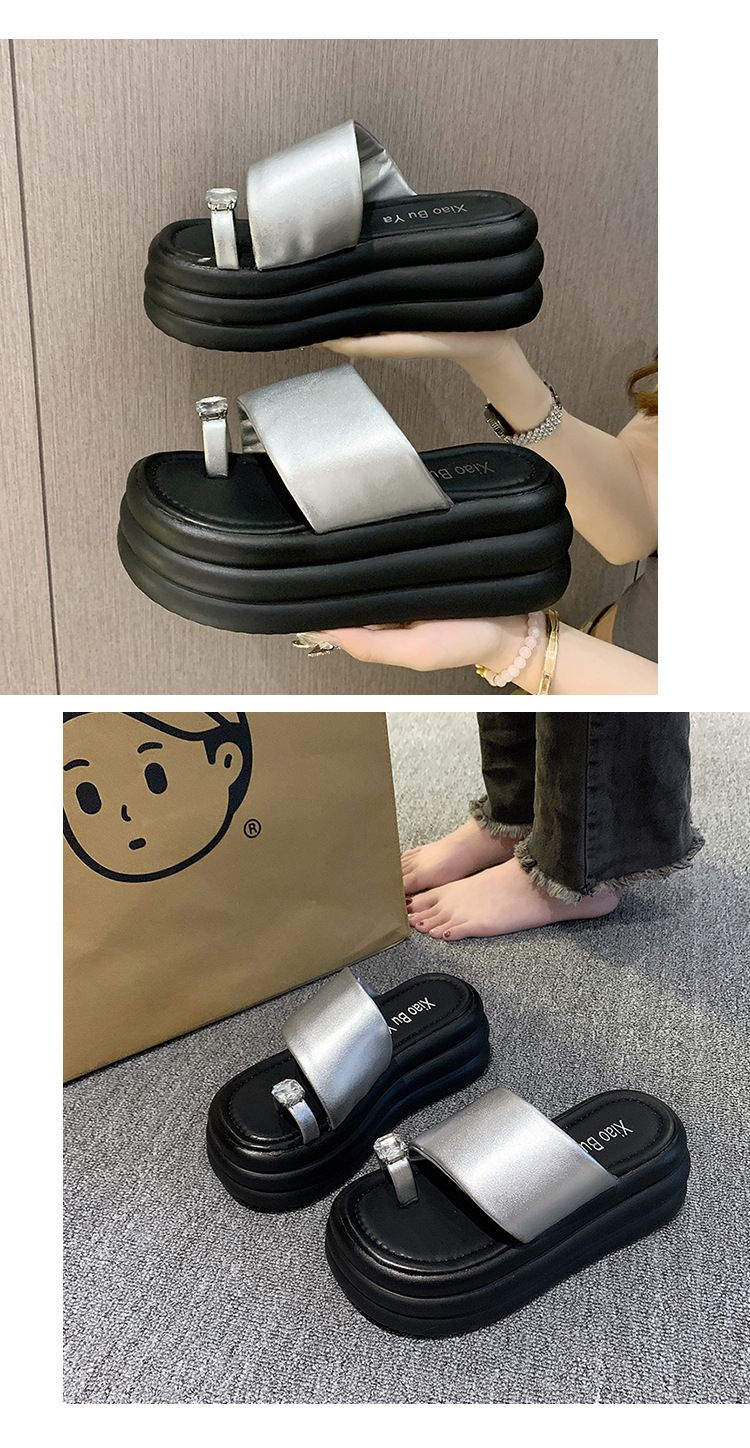 Women's Summer New Fashion Round Thick Sole Open Toe Flip Flops Comfortable Casual Platform Beach Sandals_voghion.com