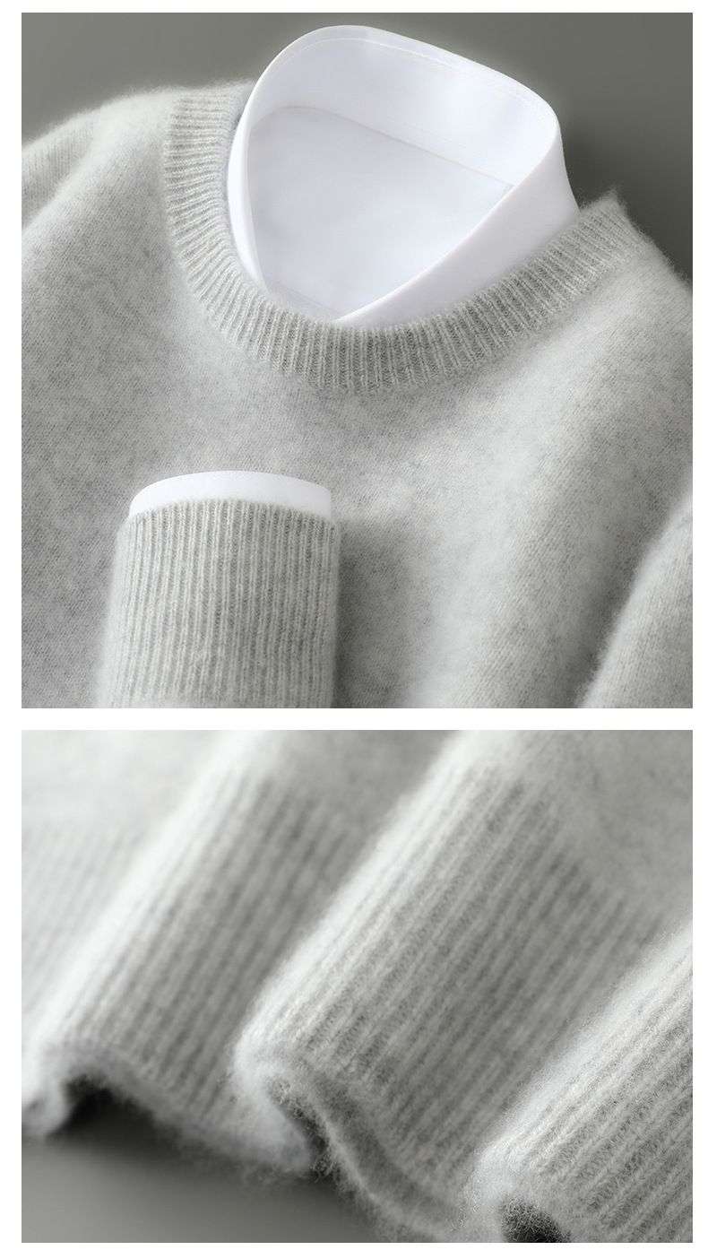 Herrenbekleidung Herrenpullover aus 100 % Wolle, weicher und atmungsaktiver Strickpullover, Rundhals- und Stehkragenoptionen, warme Freizeitkleidung für den Winter, klassische Volltonfarben_voghion.com