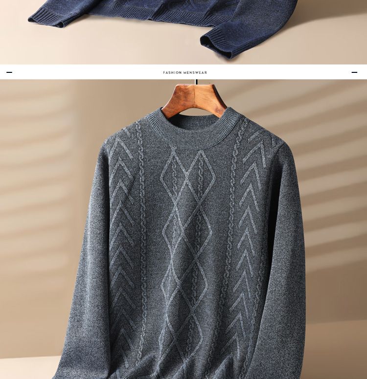 Herrenbekleidung Herrenpullover mit Rundhalsausschnitt für den Winter, mit Fleece gefüttert, dicker Pullover für Herren mittleren Alters und ältere Menschen, warmes Unterhemd_voghion.com