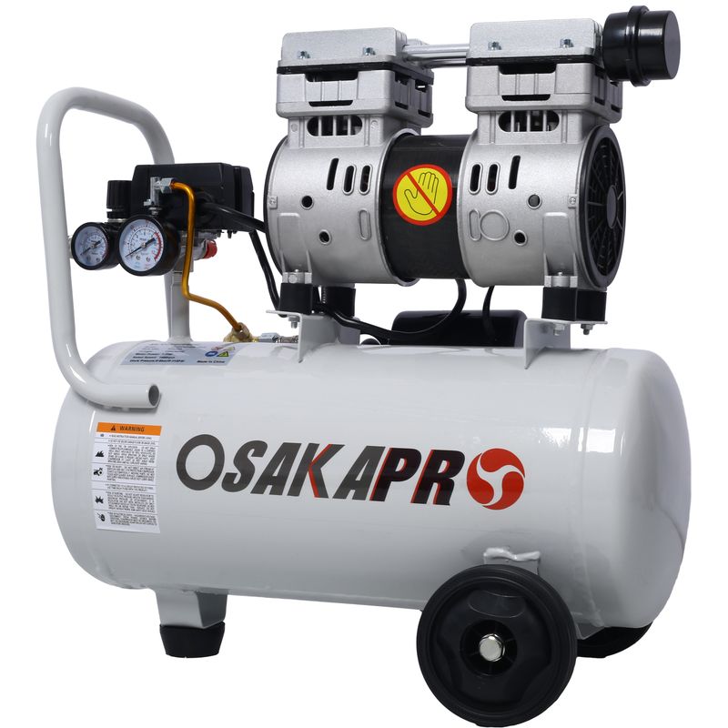 1.5HP Silent Oil-Free Air Compressor 8 Gallon, Oil-Free, Electric Shop Air Compressor Portable,Lightweight With Wheels, 70 DBA Noise Level, With Automatic Drain Valve,Light Gray_voghion.com
