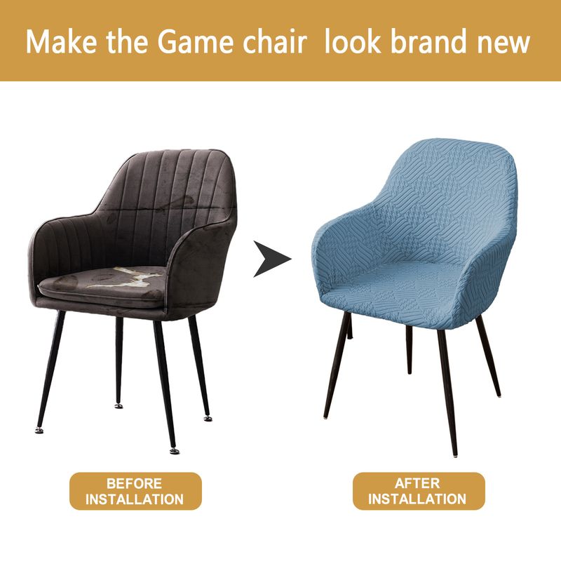 Housses de chaise Venus - Housses en polyester résistant aux rayures avec motif pied-de-poule, taille universelle pour chaises à dossier bas_voghion.com