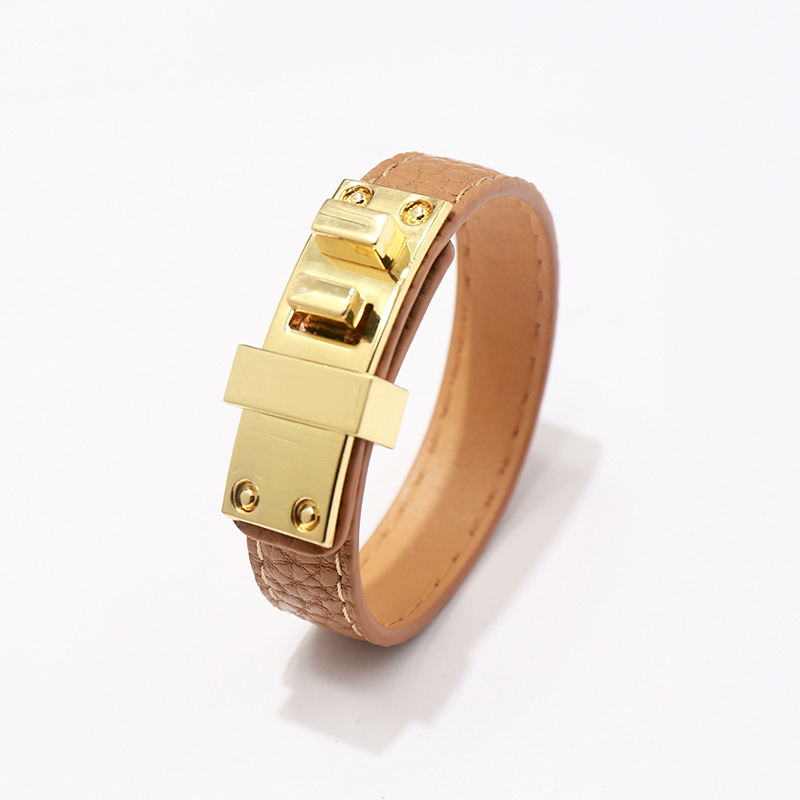 Populaire Punk Litchi Patroon Enkele Lus Riem Gesp Legering PU Armband_voghion.com