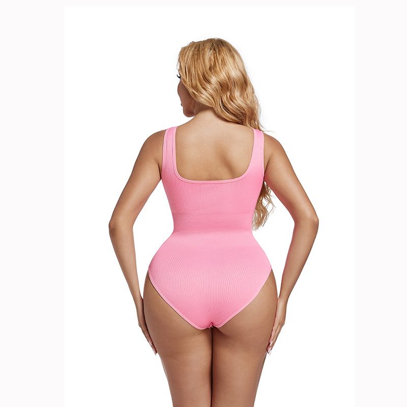 Tuta intima da donna senza cuciture, a coste, modellante, con scollo quadrato_voghion.com
