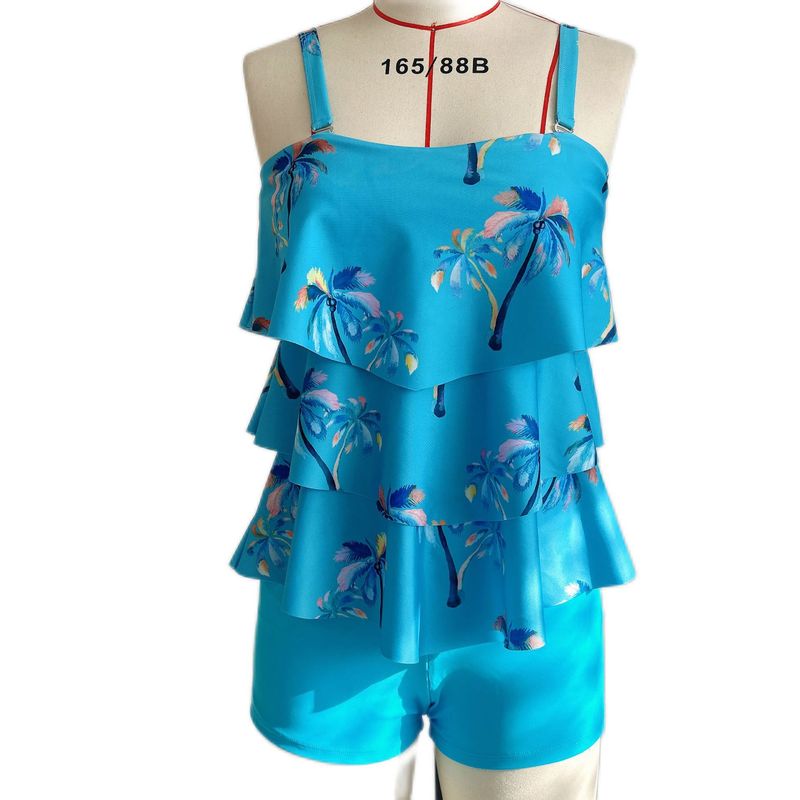 Maiô comercial de roupas femininas com babados, maiô conservador, cueca boxer, maiô tankini, tamanho grande, cor gradiente_voghion.com