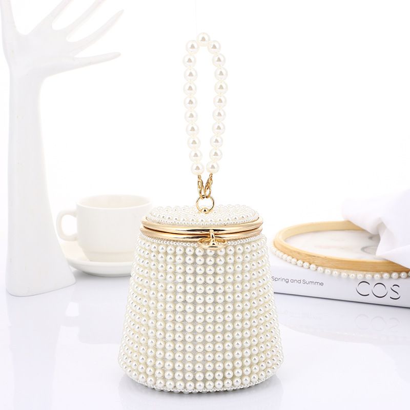 New Internet Celebrity Mini Handbag Evening Niche DIY Pearl Bucket Bag_voghion.com