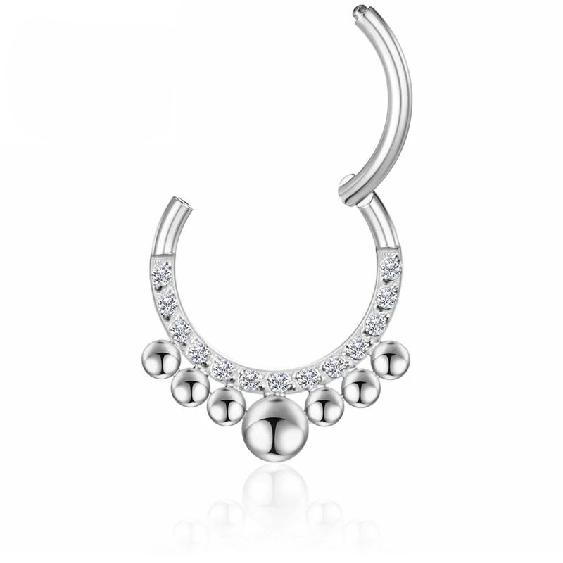 F136 Titanium Piercing Oorbellen Tragus Hoop Septum Neusring Zirkoon 16G Helix Kraakbeen Clicker Scharnierend segment Labret Lichaamssieraden groothandel_voghion.com