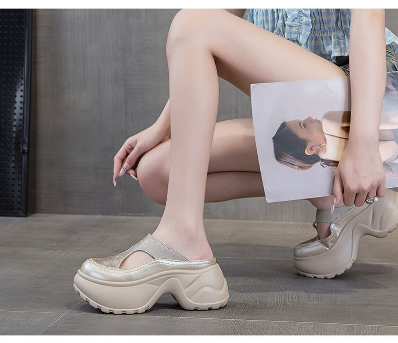 Small Thick-soled Bag Head Slippers Female One Pedal Lazy Wear Casual Versatile Cool Slippers_voghion.com