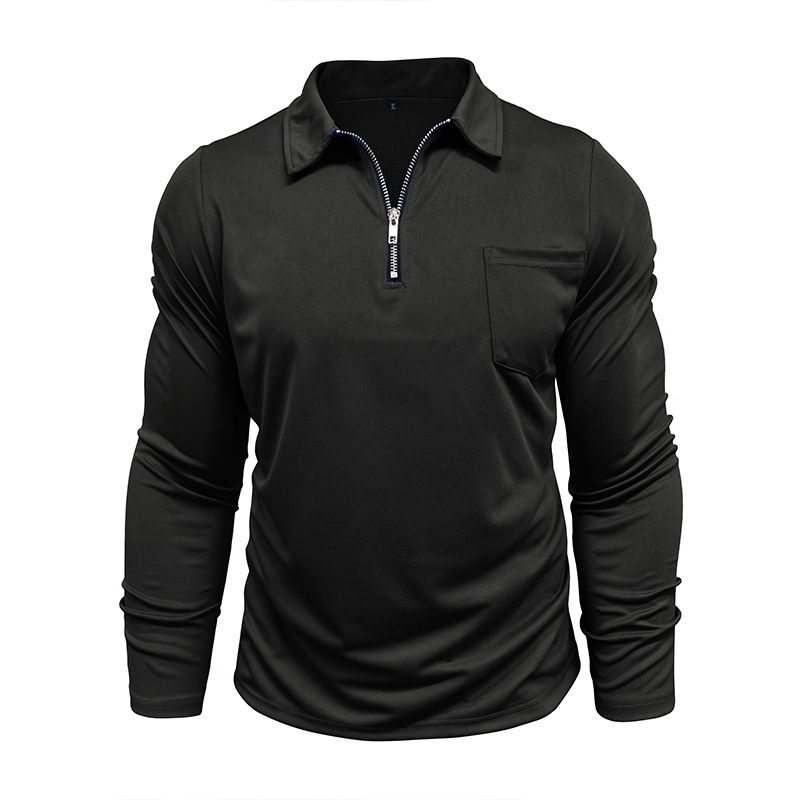 Lässiges Langarm-Poloshirt für Herren mit Reißverschlusskragen – Atmungsaktives und stylisches Slim-Fit-Oberteil für Business und Alltag_voghion.com