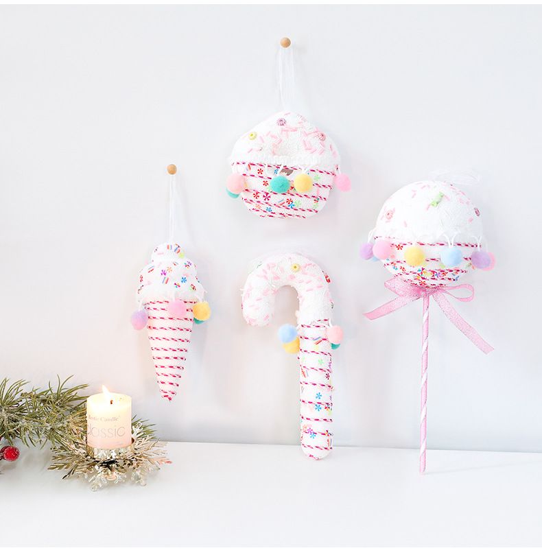 Sweet Christmas Foam Ornament Set – Cartoon-Style Donut, Lollipop, Ice Cream Cone & Candy Cane Decor For Tree, Home & Party (4 Pcs, OPP Bag)_voghion.com