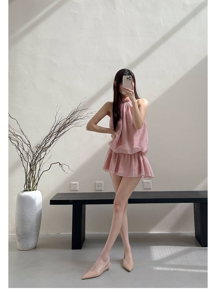 Lancui Nude Wedge Half Slippers For Women Summer Outdoor Patent Leather Chunky Heel Closed Toe Sandals Slim Pointed High_voghion.com