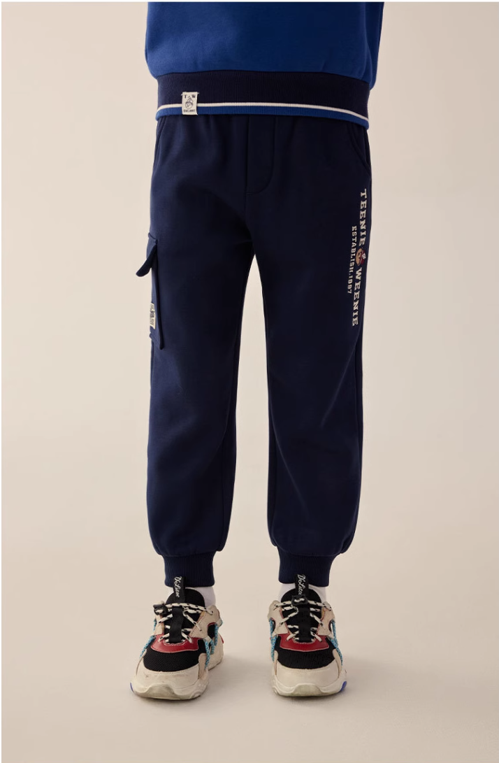 Bear children's clothing fall and winter new boys padded embroidery warm sweatpants sweatpants big boy breathable comfortable pants_voghion.com