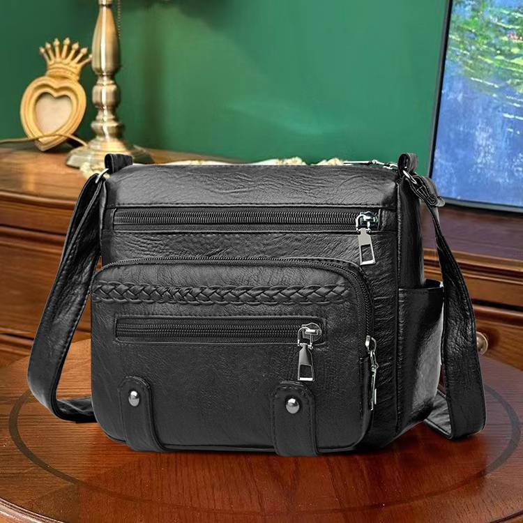 Women's vintage shoulder bag, multi-pocket large capacity crossbody bag_voghion.com