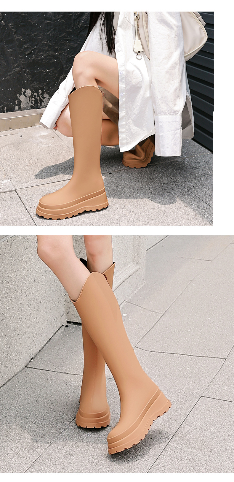 Nuove scarpe da pioggia alte da donna, scarpe da pioggia giapponesi sottili alla moda, antiscivolo, impermeabili, resistenti all'usura, con suola spessa, in gomma_voghion.com