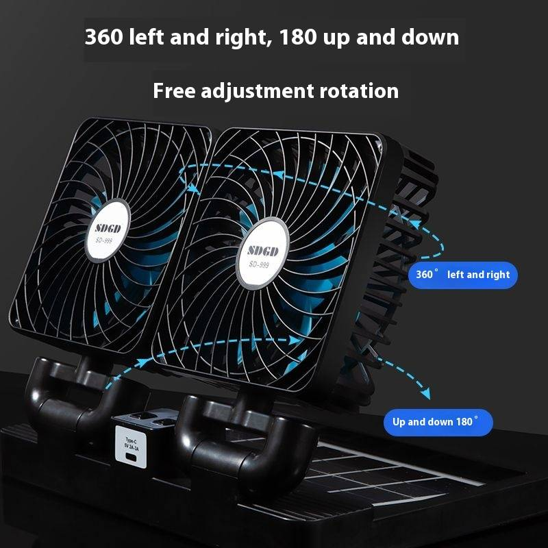 Solar ugedriwwen Autosfan, drahtlos, solar ugedriwwen, 360 ° Rotatioun, 24-Stonne Batterie Liewen_voghion.com