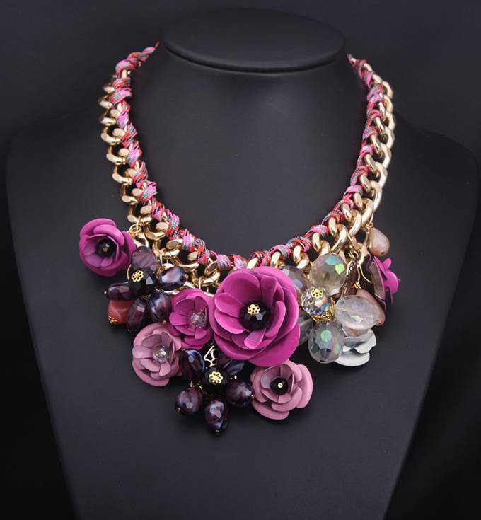 Collana con ciondolo gioiello a forma di fiore colorato esplosivo, in cordoncino di cotone, intrecciata, corta, clavicola, esagerata, accessori da donna_voghion.com
