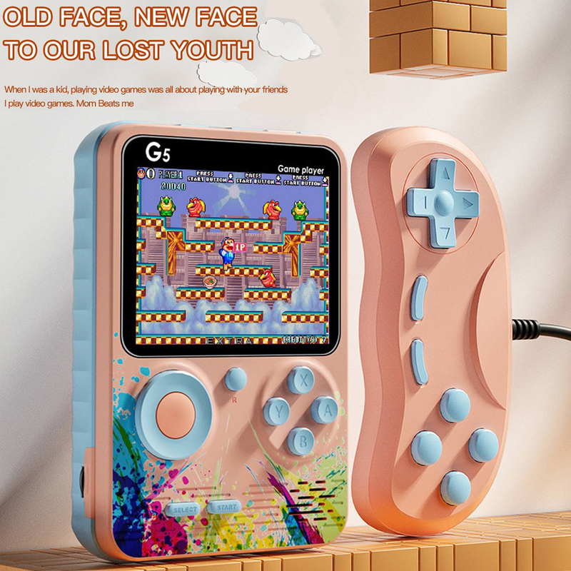 Byteuni G5 Retro Portable Handheld Game Console with 500 Classical FC Games and Controllers, Comes with 1000mAh Rechargeable Battery Support for TV_voghion.com