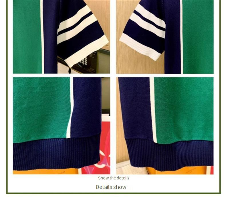Herrenbekleidung Business Casual Kurzarm-T-Shirt Jugendmode Spleißen Gestrickte Tops Schlankes Poloshirt_voghion.com