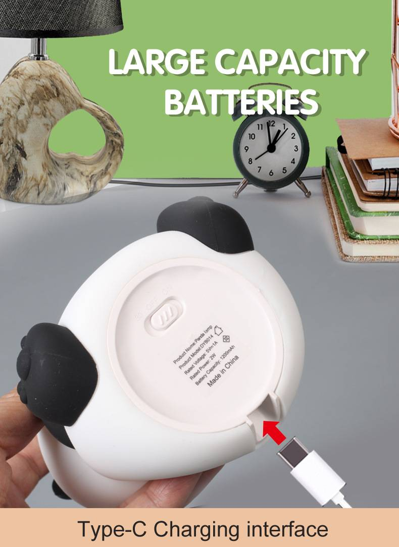 Panda Night Light With Charging Function For The Nursery; Baby-friendly Companion For Bedtime; Gift-worthy Silicone Lamp With Timer_voghion.com