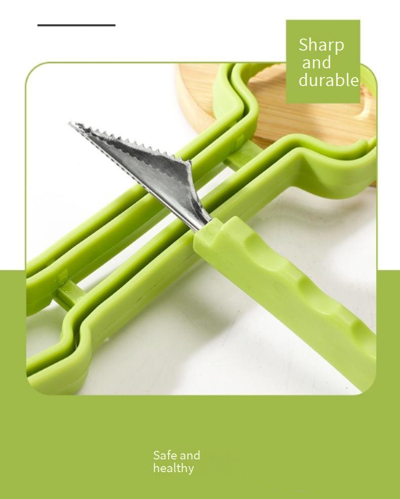 Drei-in-Eins-Obstschnitzmesser, Obstballenausstecher, Edelstahl-Obstschnitzmesser, Wassermelonen-Ausstecher, dreiteiliges Set_voghion.com