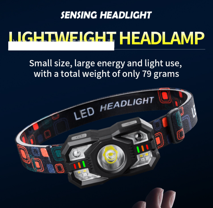 Strong Light Sensor Headlight Fluorescent Color USB Charging Outdoor Night Running LED Lighting Headlight_voghion.com