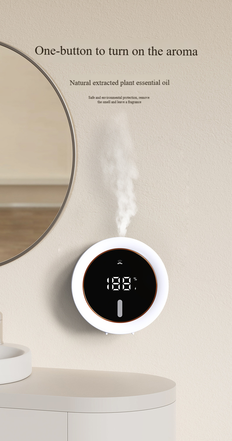 Smart Aroma Diffuser With Auto-Spray Function, Wall-Mounted Essential Oil Dispenser For Home & Office, Rechargeable Air Freshener With Timer_voghion.com