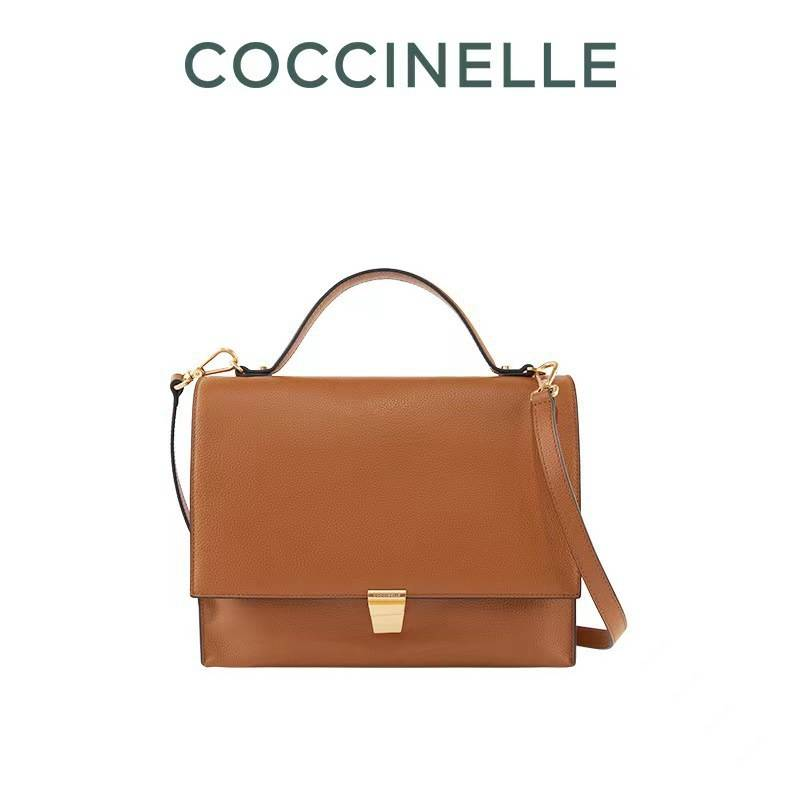COCCINELLE's Fran Leather Handbag, Brown Doctor Bag With Adjustable Strap For Women, Versatile Shoulder & Crossbody Purse For Daily Use_voghion.com