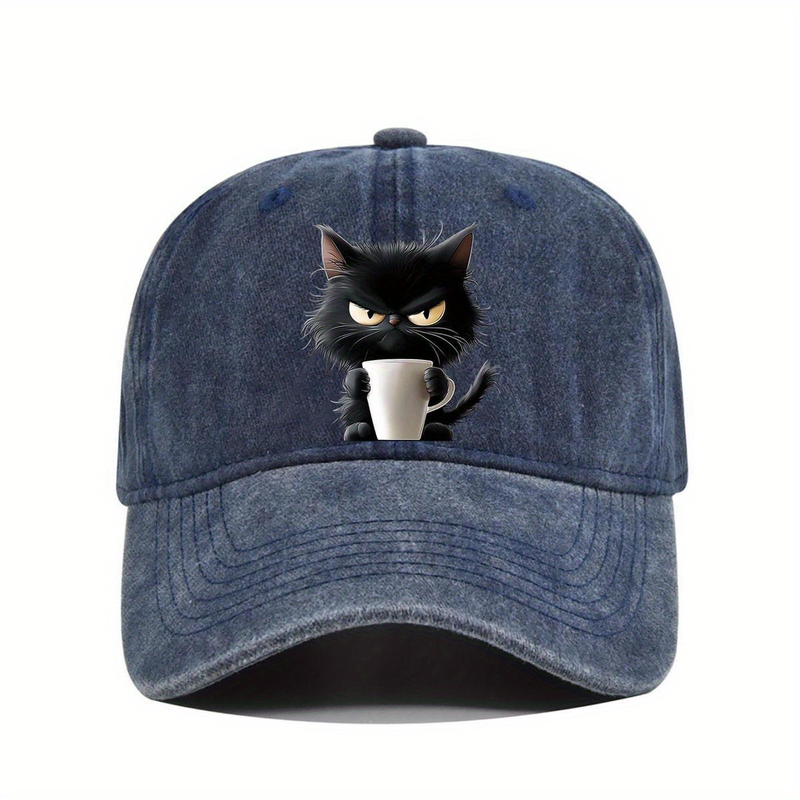 Cute Cat Printed Baseball Cap Is A Must-have For Daily Leisure, Outdoor Travel, And Sun Shading_voghion.com