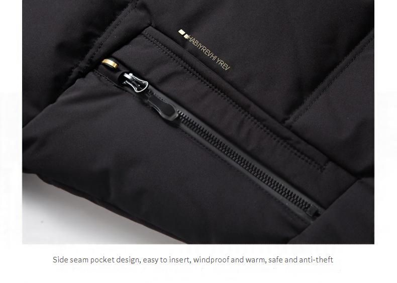 Piumino corto da uomo – Imbottitura in piumino d'oca bianca al 95%, 650FP, impermeabile e antivento per il freddo estremo (M-4XL, con cappuccio, nero)_voghion.com