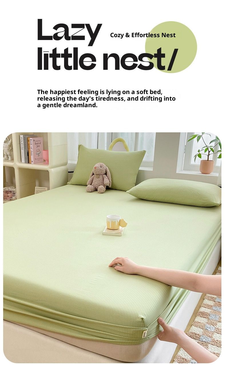 Ensemble de draps-housses hypoallergéniques – Protège-matelas 3D à circulation d'air avec taies d'oreiller (100 % polyester, bleu sel/vert citron/lavande/gris/rose poudré)_voghion.com
