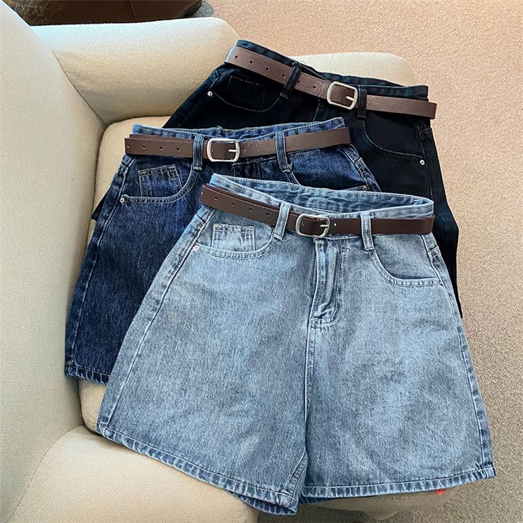 Roupas femininas Shorts jeans para mulheres Verão Novo estilo Tendência Ins Internet Celebridade Cintura alta Simples Fino Solto Perna larga Todos combinam A Linha Calças quentes_voghion.com